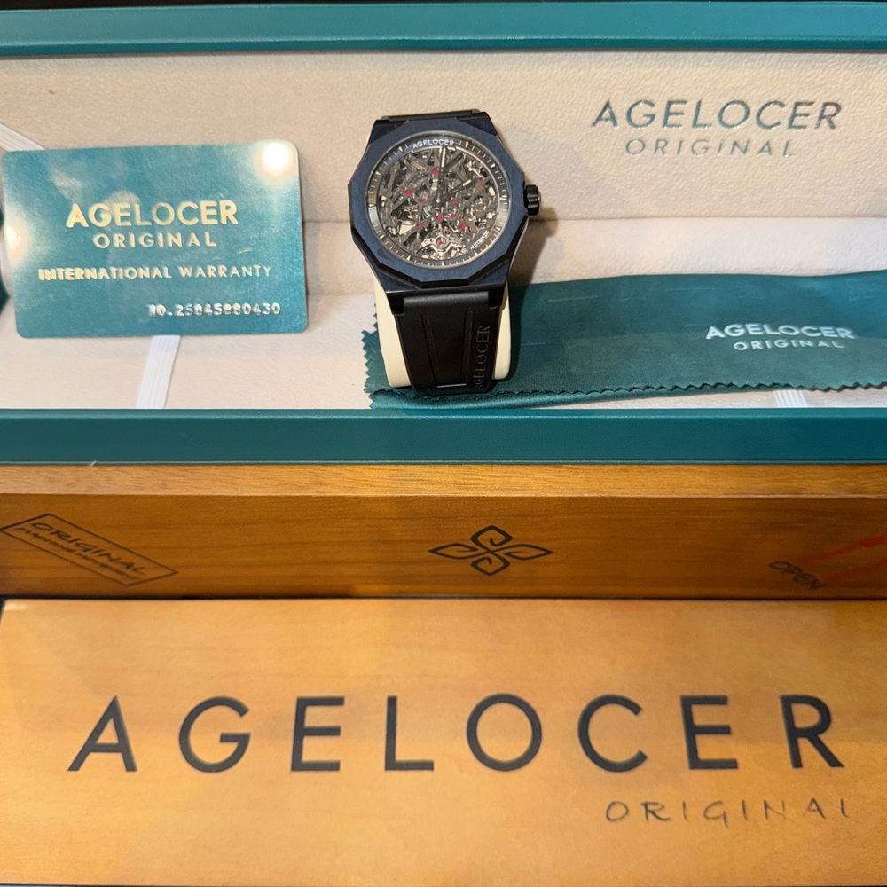 Agelocer Schwarzwald Men's Double Skeleton Automatic Mechanical Watch